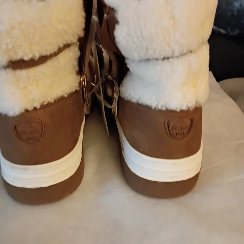 PAJAR JANIE WATERPROOF CARMEL/CREAM FAUX FUR SNOW BOOT SZ 10 NWT NWOB - Picture 7 of 11